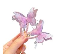 2 fermagli per capelli in tessuto, a forma di farfalla, colorati e sfumati, colore: rosa