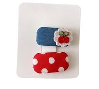 2 fermagli per capelli in tessuto, a pois rossi vintage, graziosi e graziosi accessori per capelli fatti a mano, quadrati
