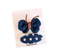 2 fermagli per capelli in tessuto, blu denim, dolci e adorabili, fatti a mano, mini fermagli per capelli blu A