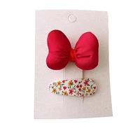 2 fermagli per capelli in tessuto, dolce e carino fiocco di Natale rosso mini accessori per capelli fatti a mano rosso F