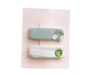 2 fermagli per capelli in tessuto, dolci e carini a forma di frutta, mini accessori per capelli fatti a mano, colore verde