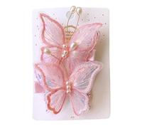 2 fermagli per capelli in tessuto, farfalle lucide, carini e dolci, mini accessori per capelli fatti a mano rosa