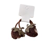 2 fermagli per capelli in tessuto, fiori di fragola in peluche, graziosi accessori per capelli fatti a mano, cravatta per capelli marrone