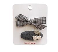 2 fermagli per capelli in tessuto, grigi dolci e carini, mini fermagli per capelli fatti a mano con ciliegie