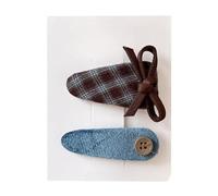 2 fermagli per capelli in tessuto, marrone blu dolce e carino mini accessorio per capelli fatto a mano Colore G