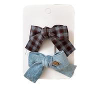 2 fermagli per capelli in tessuto, marrone blu dolce e carino mini accessorio per capelli fatto a mano Colore F