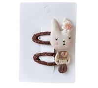 2 fermagli per capelli, in tessuto marrone, con fiocco dolce e carino, mini fermagli per capelli fatti a mano a forma di coniglio