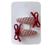 2 fermagli per capelli in tessuto, motivo natalizio rosso carino e dolce, mini accessori per capelli fatti a mano, fiocco rosso