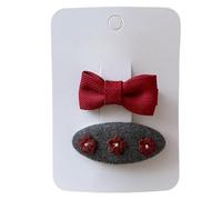 2 fermagli per capelli in tessuto, motivo natalizio rosso carino e dolce, mini accessori per capelli fatti a mano con fiori rossi