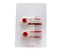 2 fermagli per capelli in tessuto, motivo natalizio rosso dolce e carino, mini fermagli per capelli fatti a mano con fiori