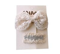 2 fermagli per capelli in tessuto, pizzo beige dolce e carino, mini clip per capelli fatti a mano in pizzo C