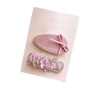 2 fermagli per capelli in tessuto, rosa dolce e carino, mini fermagli per capelli fatti a mano con fiocco floreale
