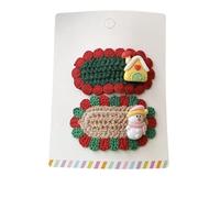 2 fermagli per capelli, lavorati a maglia, per Natale, dolci e carini, mini accessori per capelli fatti a mano, motivo pupazzo