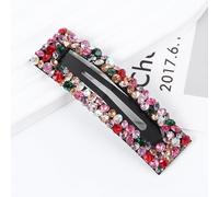 2 fermagli per capelli rettangolari con strass, 2,2 x 8 cm, con strass, colorati
