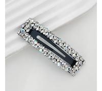 2 fermagli per capelli rettangolari con strass, 2,2 x 8 cm, per matrimonio, banchetto, colore bianco