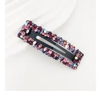 2 fermagli per capelli rettangolari con strass, 2,2 x 8 cm, per matrimonio, banchetto, viola