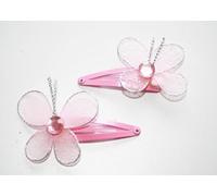 2 fermagli per capelli rosa con farfalla e strade