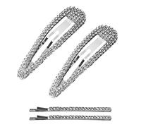 2 fermagli per capelli tempestati di diamanti, con 2 clip per parole con strass, clip argentate a goccia d'acqua, accessori per capelli con strass lucidi, tutti gli stessi fermagli temperamento