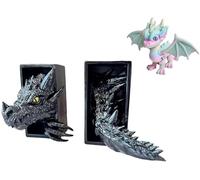2 fermalibri a forma di drago, si staccano dallo scaffale, design 3D, decorazione a forma di drago fantasy, da usare tra i libri o all'estremità di una libreria o di un angolo del libro (A)