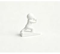 2 fermaporta a forma di figura decorativa flessibile, design mobile, base antiscivolo, protegge pareti e pavimenti, per ingressi di casa, ufficio, bianco