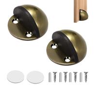 2 fermaporta autoadesivi in bronzo lucido a mezza luna, in acciaio inox, ovali, con viti e colle, per pavimenti duri, porte in vetro, casa, ufficio