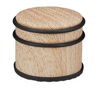 2 fermaporta per porte pesanti e finestre, in acciaio inox e gomma, effetto legno, con cuscinetto alto, Ø 9,5 cm, marrone chiaro