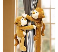 2 fermatenda a forma di scimmia, con fibbia, per tende e tende, per bambini, decorazione per la cameretta dei bambini, colore marrone