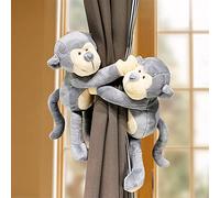 2 fermatenda a forma di scimmia, con fibbia, per tende e tende, per bambini, decorazione per la cameretta dei bambini, decorazione per finestre (blu)