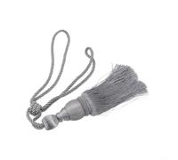 2 fermatenda in corda con nappe a sfera, adatti per appendere tende o da utilizzare come ganci per porte e pareti, materiale (argento)
