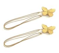 2 fermatenda magnetici per tende, a forma di farfalla, eleganti fermatende magnetici, corda da 60 cm, per camera da letto, soggiorno, cucina, sala da pranzo, bagno (oro)