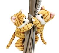 2 fermatende gialli a forma di gatto, morbidi e soffici animali dei cartoni animati, con bottone elastico, fermatenda per camera da letto, decorazione per la casa