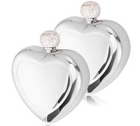2 fiaschette a forma di cuore, in acciaio inox, a forma di cuore, con capacità di 6 oz