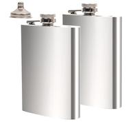 2 fiaschette in acciaio inox da 226,8 g + imbuto, fiaschetta da whisky da uomo