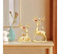2 figurine di renne. Statuette di cervi moderne per la libreria della camera