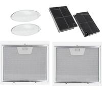 2 FILTRI CAPPA ALLUMINIO 235X189X8 + 2 FILTRI CARBONE + 2 LUCE OVALI COMPATIBILI CON FA BE R - ** WH IRPO OL ** ELE CTR OL UX - FR AN KE - SM E G