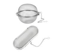 2 filtri da tè, colino per spezie e spezia, sfera per cucinare, per la preparazione del tè a casa, catering e cucina (argento)