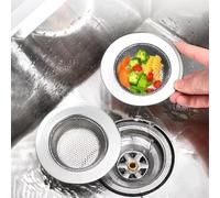 2 filtri in acciaio inox per lavello da cucina, rete anticlogging per bagno | Bordo largo e maglia fine, si adatta alla maggior parte degli scarichi standard, antiruggine, facile da pulire