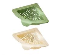 2 filtri magnetici angolari per lavello, 17 x 17 x 8 cm, in plastica, porta spugna, accessorio anti-intasamento per il drenaggio della cucina (verde bianco)
