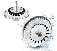 2 filtri per lavello da 304 in acciaio inox, tappo per scarico da cucina, a spina di pesce Ø 8mm, 25 mm vite, diametro 84 mm cestello per setaccio