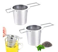 2 Filtri Tè in Acciaio Inox 304 - Infusore con Coperchio e Manico Pieghevole per Tazze