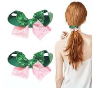 2 fiocchi per capelli da strega mago glitterati rosa verde paillettes magiche clip per capelli da principessa accessori per capelli per donne cosplay feste bomboniere forniture