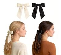 2 fiocchi per capelli in raso, semplici ed eleganti fiocchi per coda lunga, fatti a mano per vacanze, matrimoni, feste, decorazioni per capelli di tutti i giorni