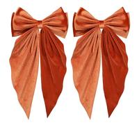 2 fiocchi per capelli in velluto arancione bruciato per donne e ragazze oversize fiocco fiocco francese fermagli per capelli con coda lunga morsetto per capelli autunno inverno inizio primavera