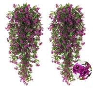 2 fiori artificiali da appendere simulati di rose verdi per decorare case, spazi esterni, luoghi per eventi e progetti artigianali (rosso violaceo)