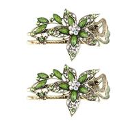 2 Fiori Clip Per Capelli, Accessori Per Capelli In Moda Squisiti, Clip Per Capelli Cristallini Da Donna, Clip Per Capelli Verdi, Capelli Retrò Ed Elee, Clip Decorazione Acconciatura