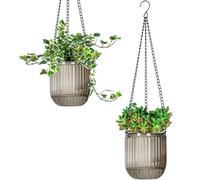 2 fioriere autoirriganti da 11,4 cm, vasi da appendere per piante da interni, con fori di drenaggio, piccole fioriere da appendere per esterni, cesto per vasi di fiori, livello dell'acqua visibile,