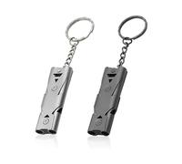 2 fischietto di emergenza in acciaio inox, fischietto con anello portachiavi, fischietto di sicurezza, fischietto survival, adatto per avventure all'aria aperta, allenamento competizione,