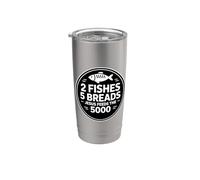 2 Fishes 5 Breads Jesus Feeds The 5000 Christian Bible Verse Bicchiere termico in acciaio inox doppia parete