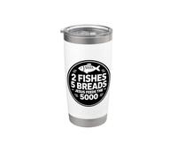2 Fishes 5 Breads Jesus Feeds The 5000 Christian Bible Verse Bicchiere termico in acciaio inox doppia parete