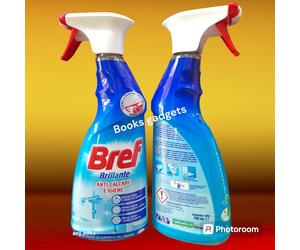 2 Flaconi Bref Spray Brillante Anti-Calcare e Igiene per Superfici Bagno 750ml